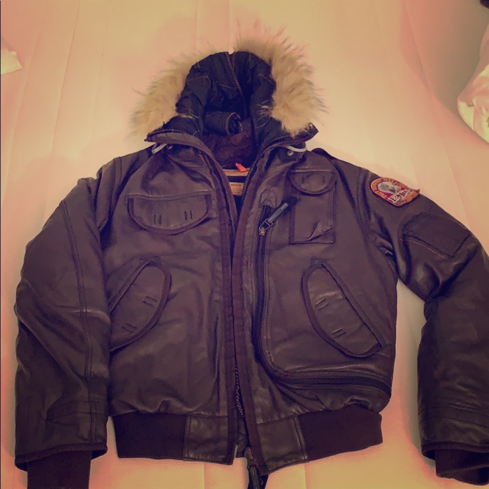 ParaJumpers Leather Bomber Jacket Size M